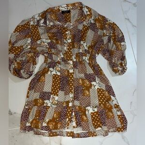Patchwork Print Mini Dress